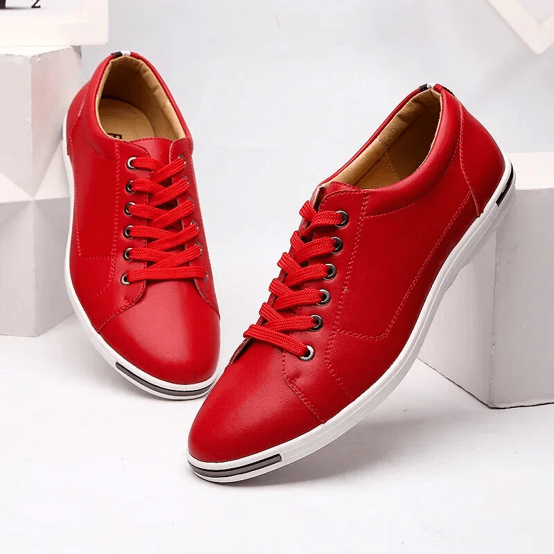 Stepila — Memory Foam Casual Sneakers with Water - Resistant Finish (Red 6) - | Zavonix