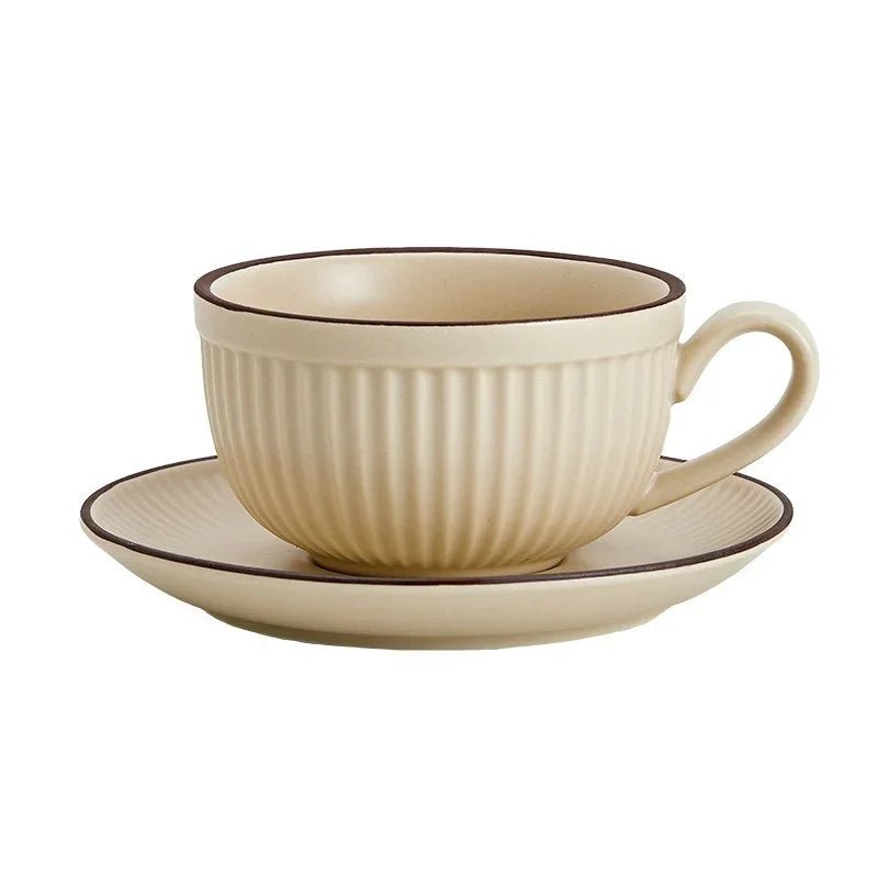 Stoneware Mug Set with Ergonomic Handles and Matching Saucer – Elegant Coffee and Tea Cup Set for Daily Use 6