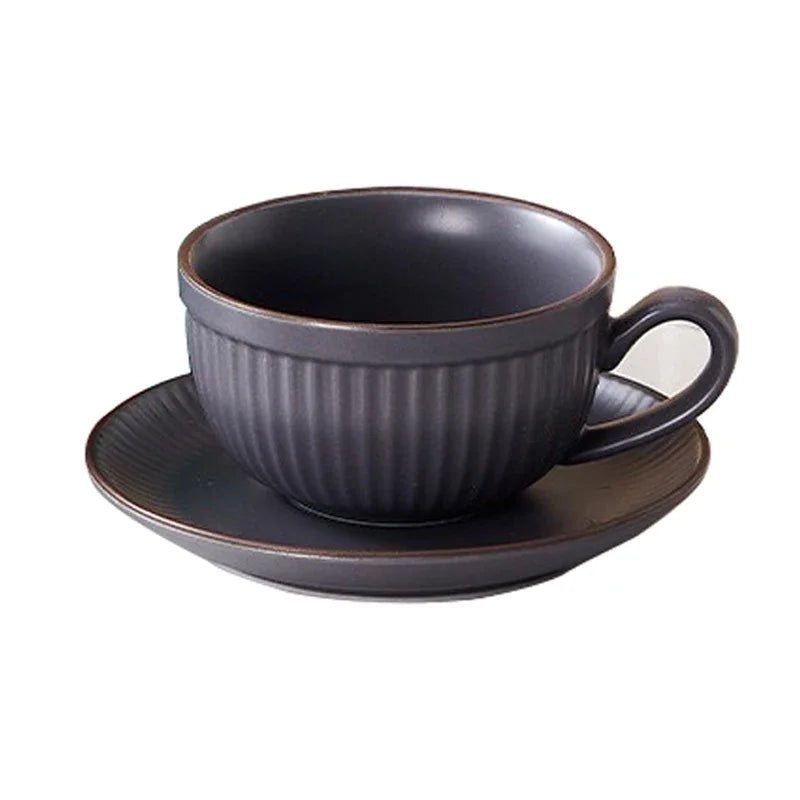Stoneware Mug Set with Ergonomic Handles and Matching Saucer – Elegant Coffee and Tea Cup Set for Daily Use 7