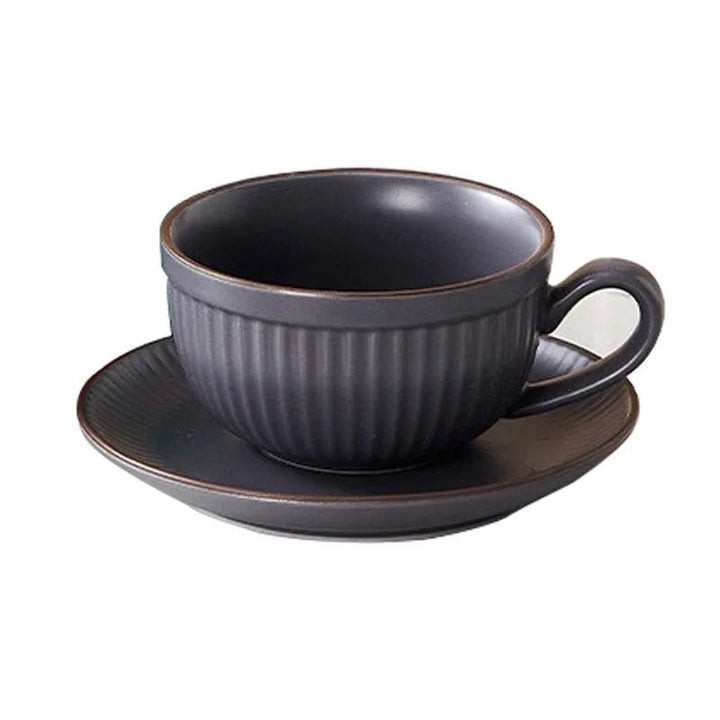 Stoneware Mug Set with Ergonomic Handles and Matching Saucer – Elegant Coffee and Tea Cup Set for Daily Use 7