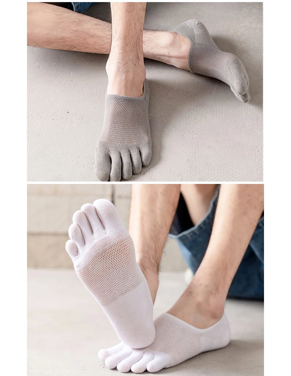 Five - Toe Breathable Socks — Moisture - Wicking Comfort (WHITE ) - | Zavonix