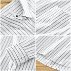 Striped Linen Shirt™ — Command Cool Confidence and Crush the Heat All Day (Blue XS) - | Zavonix