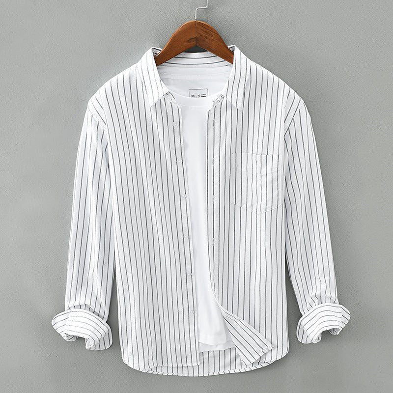 Striped Linen Shirt™ — Command Cool Confidence and Crush the Heat All Day (White XS) - | Zavonix