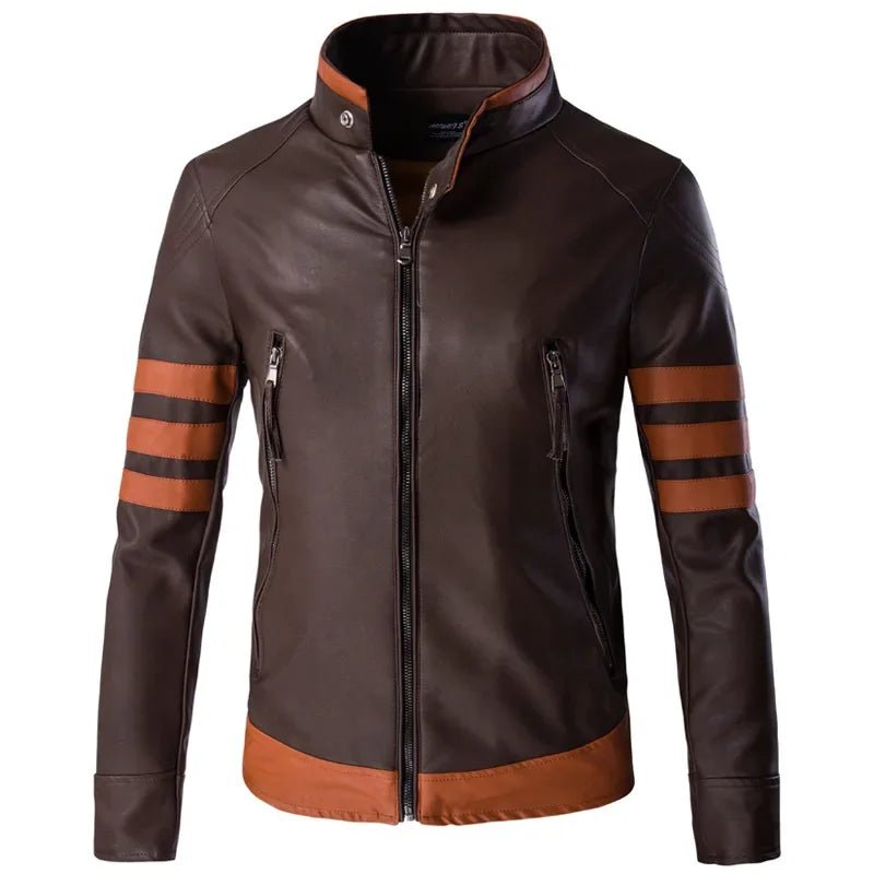 "Striped Racer" Striped Leather Jacket (XS ) - Jacket | Zavonix
