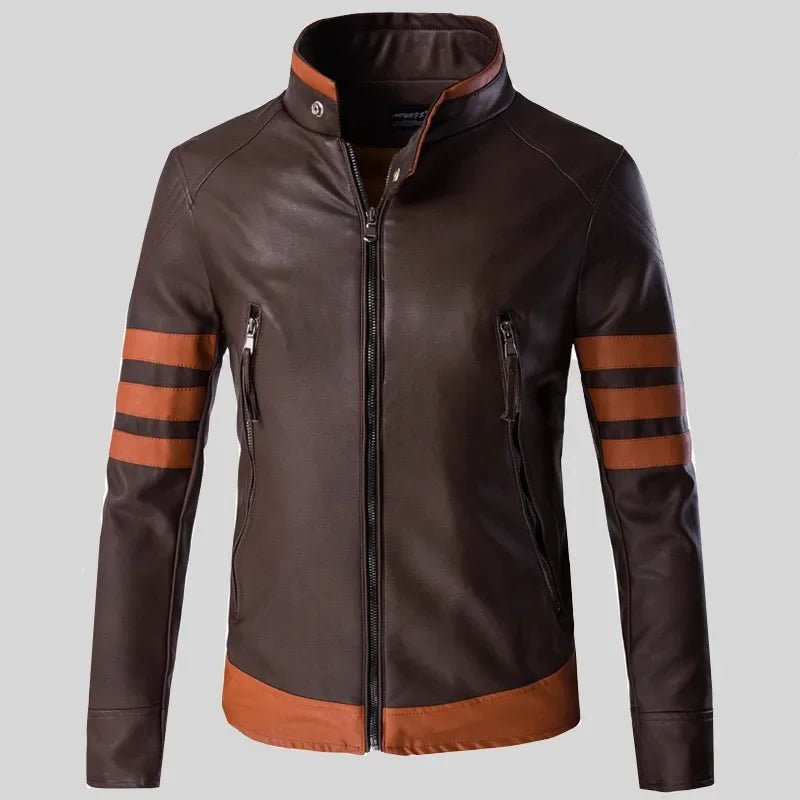 "Striped Racer" Striped Leather Jacket (XS ) - Jacket | Zavonix