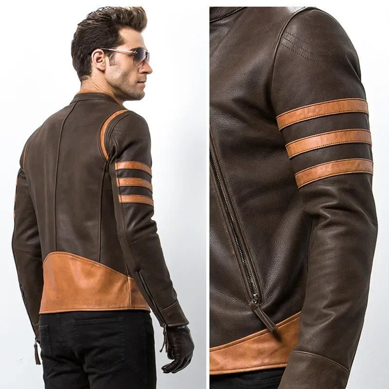 "Striped Racer" Striped Leather Jacket (XS ) - Jacket | Zavonix