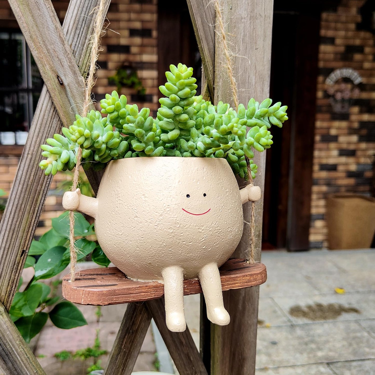 Swinging Plant Pot with Smiley Face | Indoor and Outdoor Decor 1