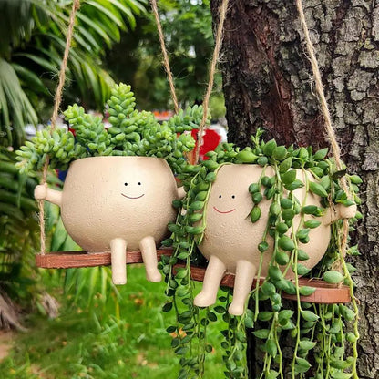 Swinging Plant Pot with Smiley Face | Indoor and Outdoor Decor 0