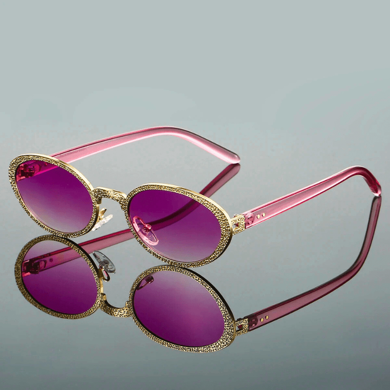 Sybilra — Retro Polarized Sunglasses with Golden Accent Detailing (Purple ) - | Zavonix