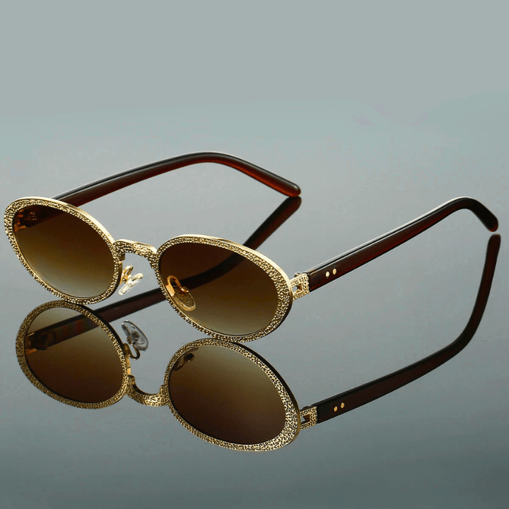 Sybilra — Retro Polarized Sunglasses with Golden Accent Detailing (Brown ) - | Zavonix