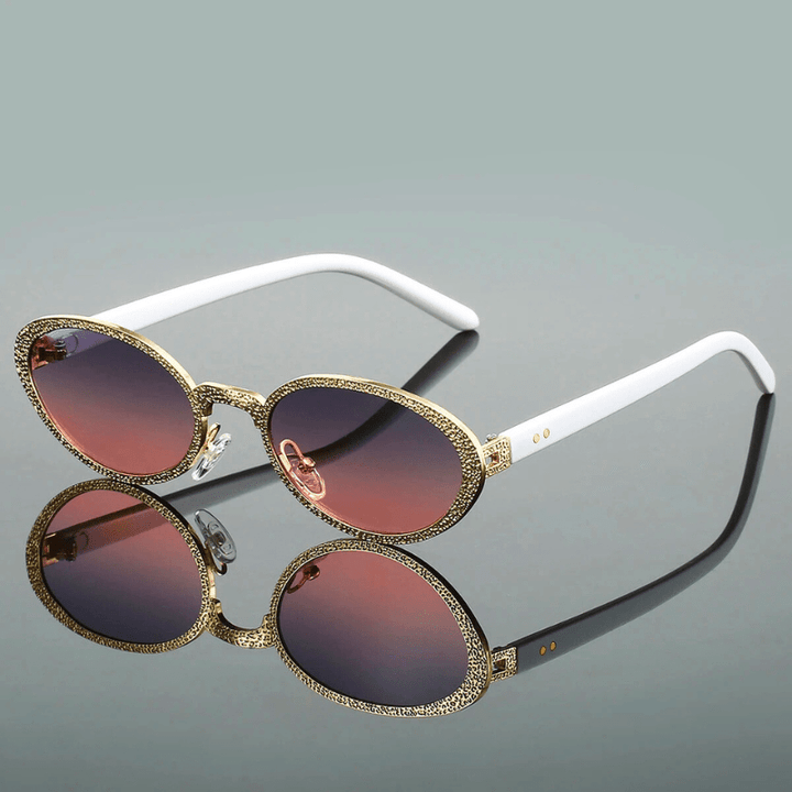 Sybilra — Retro Polarized Sunglasses with Golden Accent Detailing (Pink ) - | Zavonix