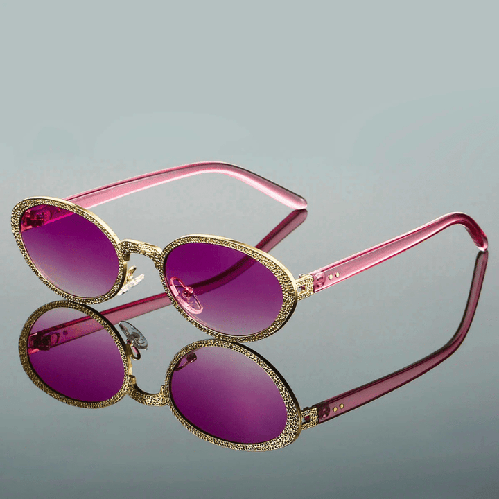 Sybilra — Retro Polarized Sunglasses with Golden Accent Detailing (Purple ) - | Zavonix