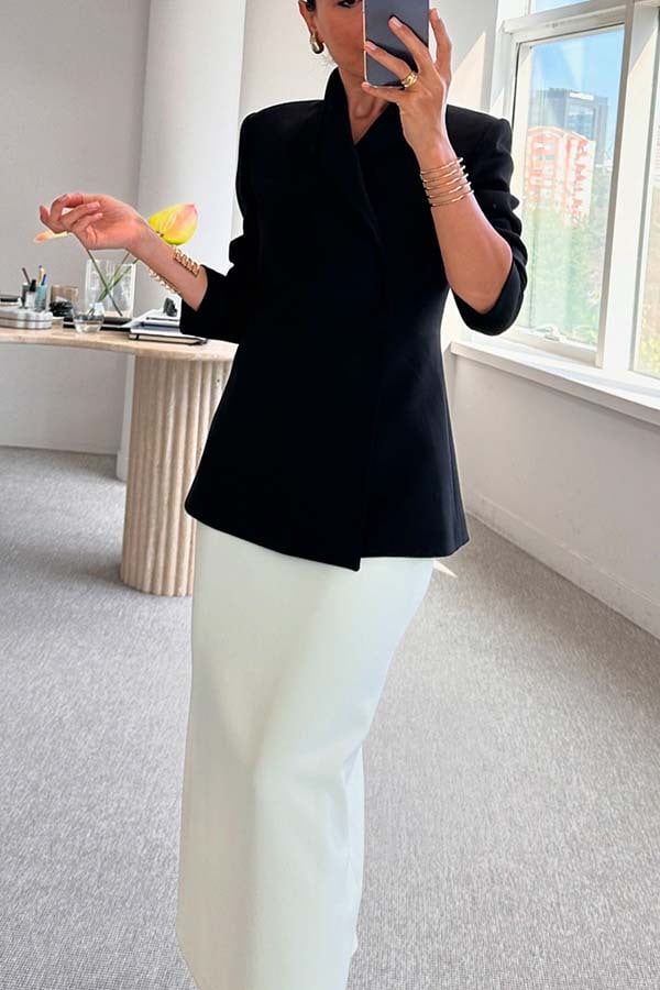Sylvia Loose Fit Womens Blazer Notched Collar Product Image 04