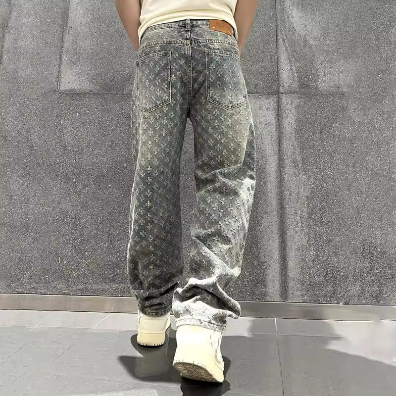 Tapestry Denim Trousers Jeans (Blue XS) - | Zavonix