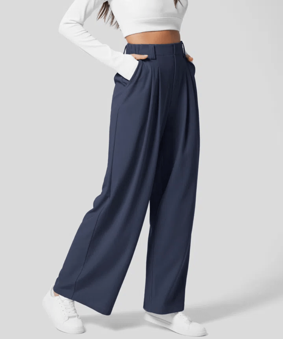 TheANDER™ - Elegant Elasticated High - Waisted Trousers (Purple S) - | Zavonix