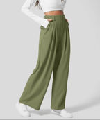 TheANDER™ - Elegant Elasticated High - Waisted Trousers (Green S) - | Zavonix
