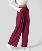 TheANDER™ - Elegant Elasticated High - Waisted Trousers (Red S) - | Zavonix