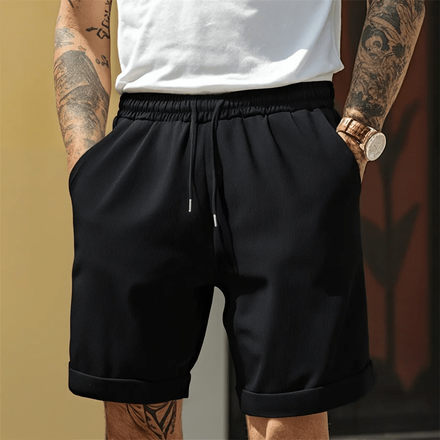 Tafari Cuffed Shorts (Beige S) - | Zavonix