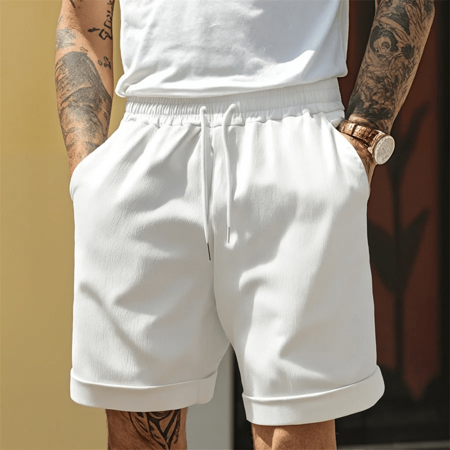 Tafari Cuffed Shorts (White S) - | Zavonix