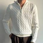 Tavren — Men's Cable - Knit Half - Zip Sweater with Tailored Fit (Black S) - | Zavonix