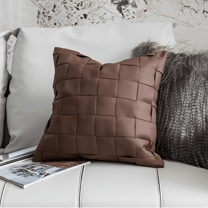 Textured Faux Leather Decorative Pillow Case – Cozy Throw Pillow Cover in Deep Espresso Brown, 26x12 & 18x18 Inches 0