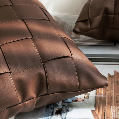 Textured Faux Leather Decorative Pillow Case – Cozy Throw Pillow Cover in Deep Espresso Brown, 26x12 & 18x18 Inches 3
