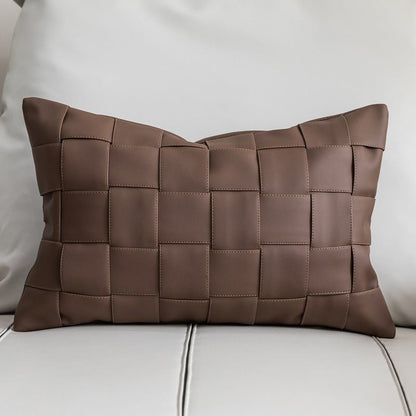 Textured Faux Leather Decorative Pillow Case – Cozy Throw Pillow Cover in Deep Espresso Brown, 26x12 & 18x18 Inches 5