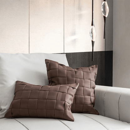 Textured Faux Leather Decorative Pillow Case – Cozy Throw Pillow Cover in Deep Espresso Brown, 26x12 & 18x18 Inches 2