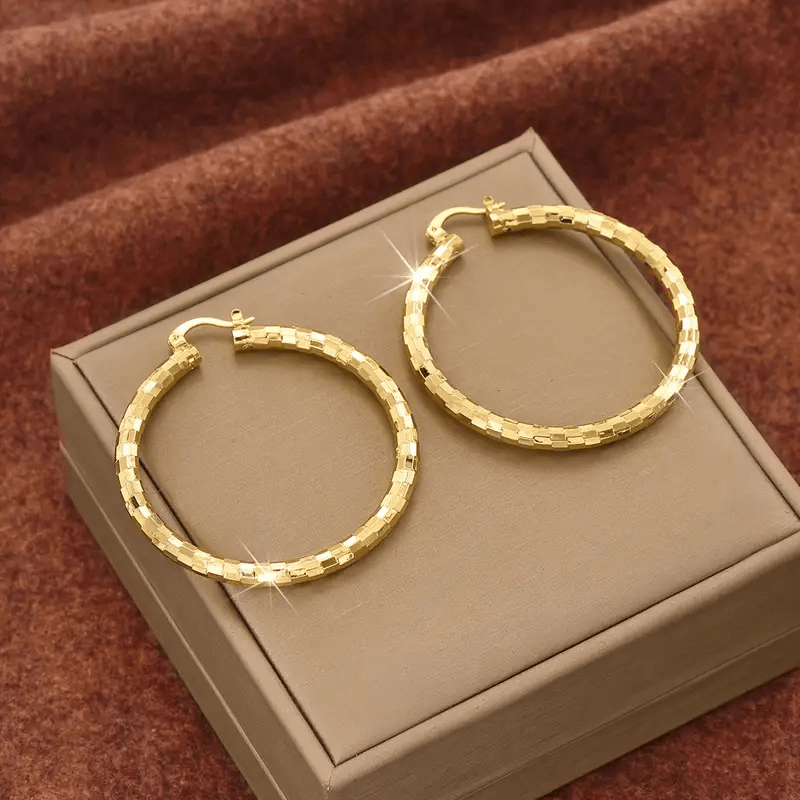 Textured Round Hoop Earrings Product Image 01