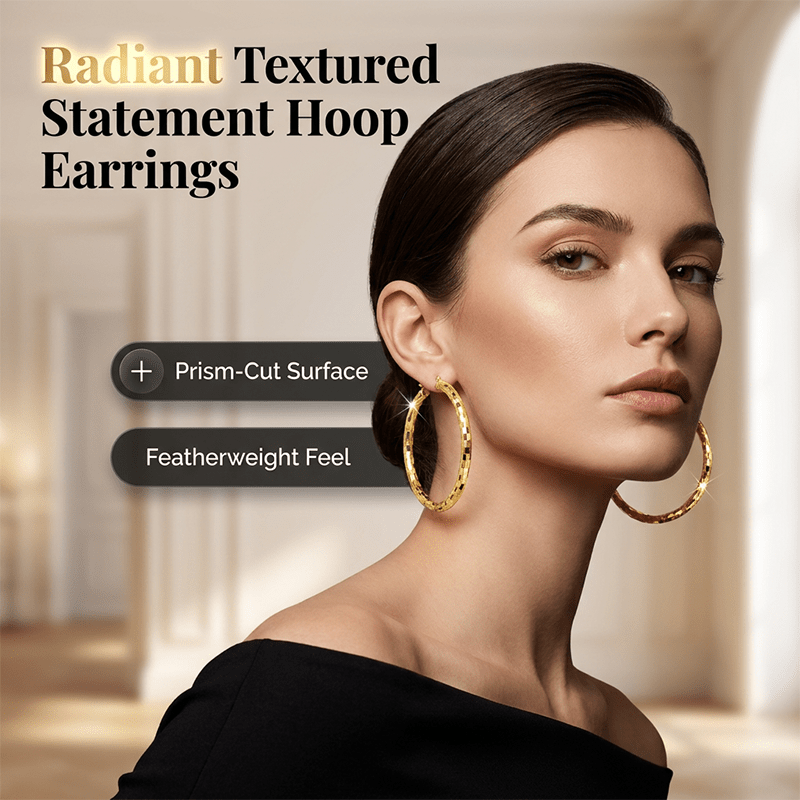 Textured Round Hoop Earrings Product Image 02