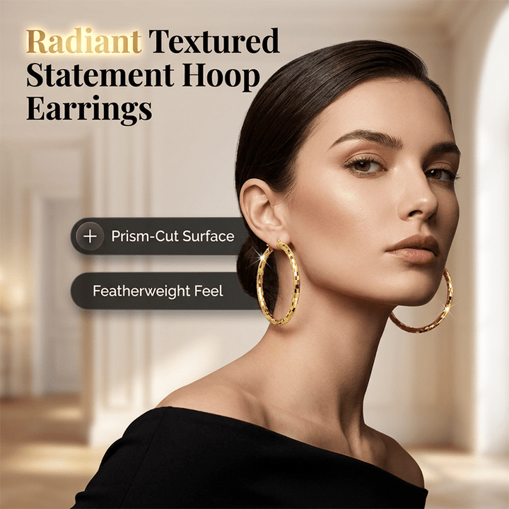 Textured Round Hoop Earrings Product Image 02