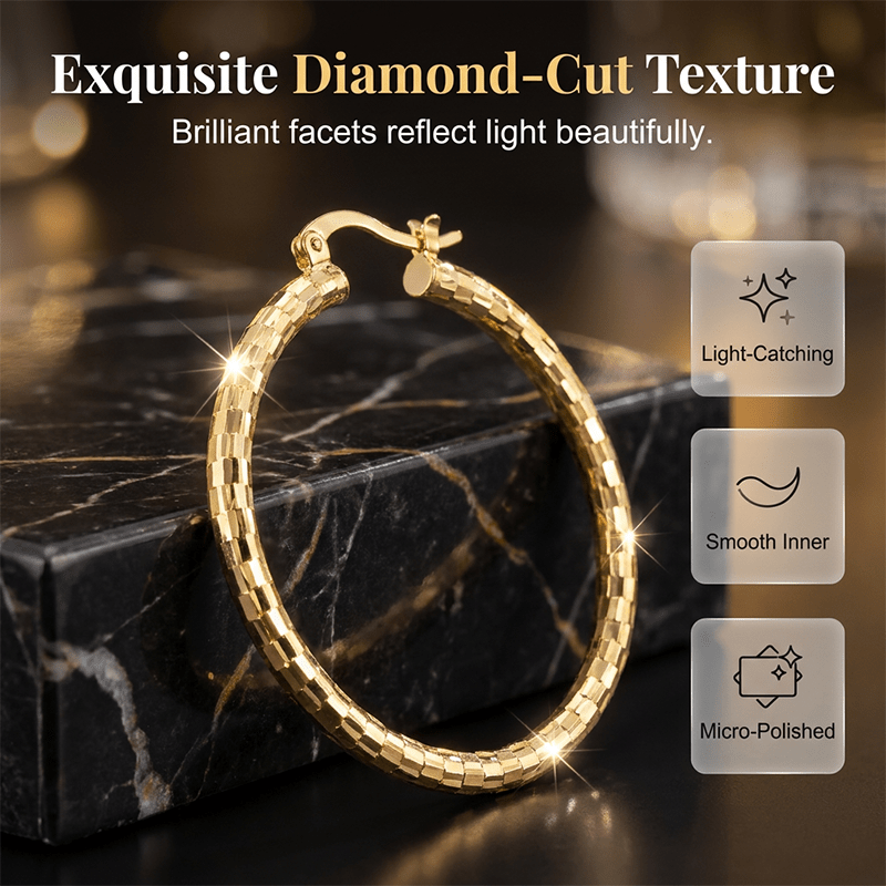 Textured Round Hoop Earrings Product Image 03