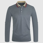 The Caprice Long Sleeve Polo (Gray S) - Polo shirt | Zavonix
