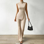 The Elyssa Ribbed Set (Beige S) - Women knit set | Zavonix