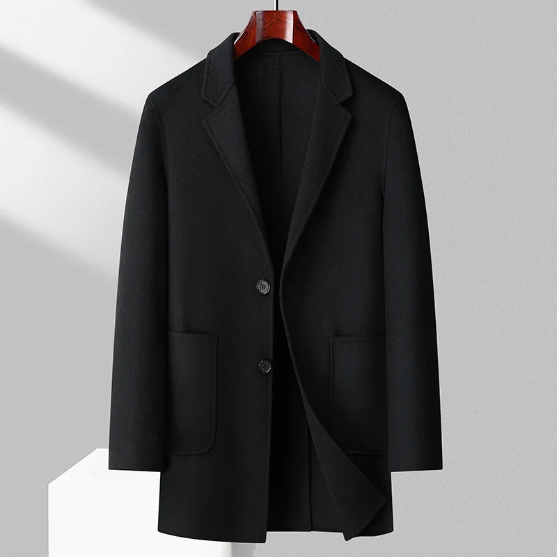 The Gentleman’s Edge Wool Topcoat (Black XXS) - | Zavonix