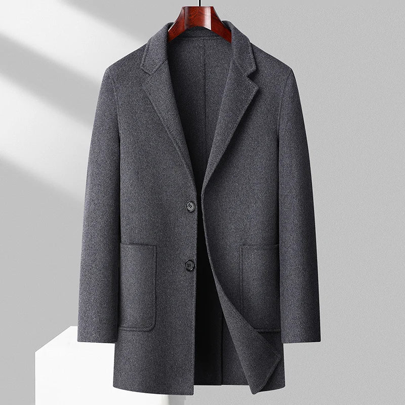 The Gentleman’s Edge Wool Topcoat (Dark Grey XXS) - | Zavonix