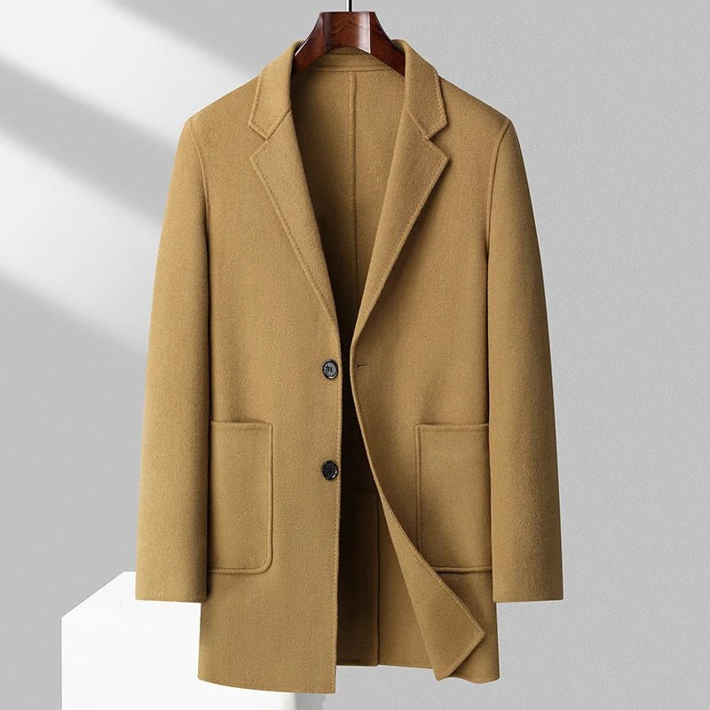 The Gentleman’s Edge Wool Topcoat (Khaki XXS) - | Zavonix