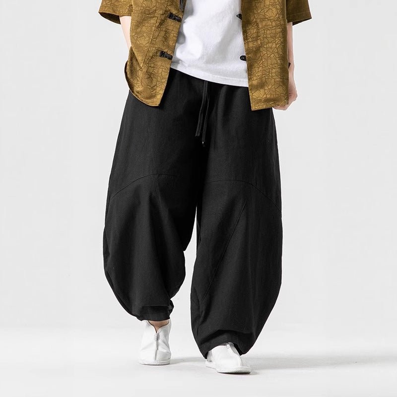 The Kaizo Wide - Leg Trousers (Beige S) - Loose - fit pants | Zavonix