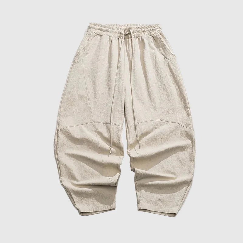 The Kaizo Wide - Leg Trousers (Beige S) - Loose - fit pants | Zavonix