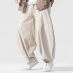 The Kaizo Wide - Leg Trousers (Beige S) - Loose - fit pants | Zavonix
