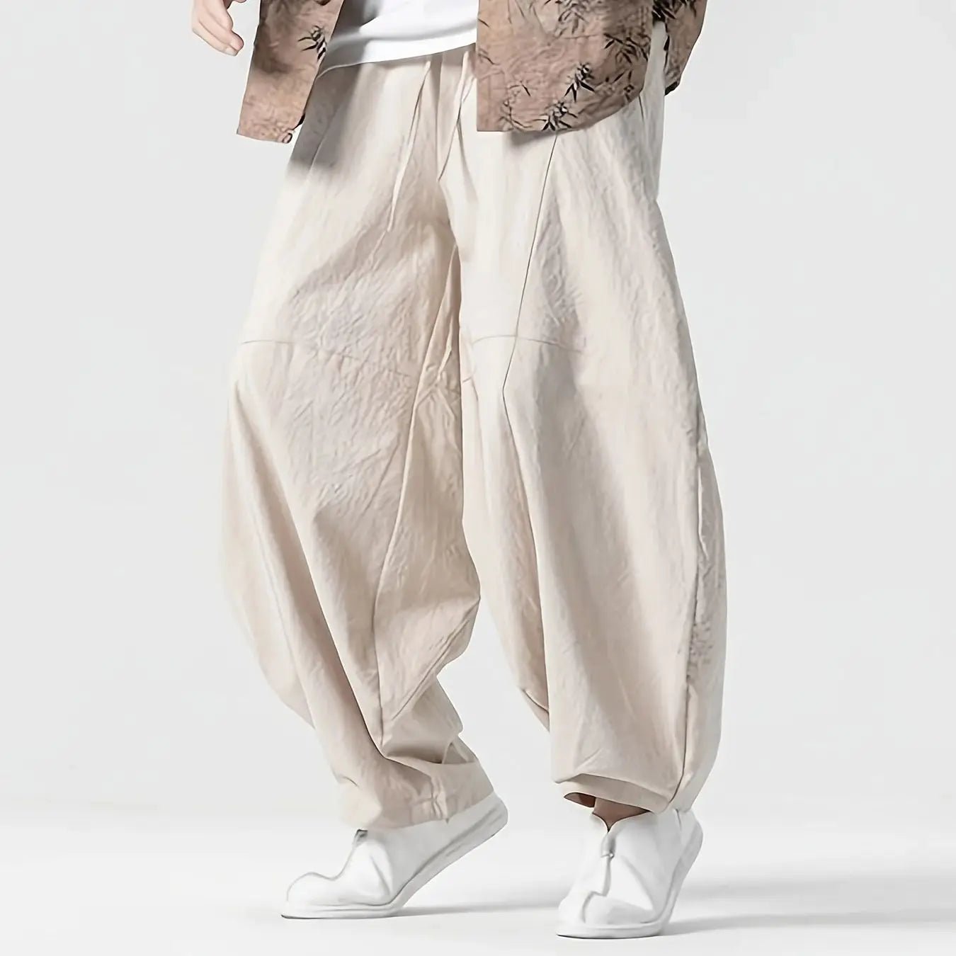 The Kaizo Wide - Leg Trousers (Beige S) - Loose - fit pants | Zavonix