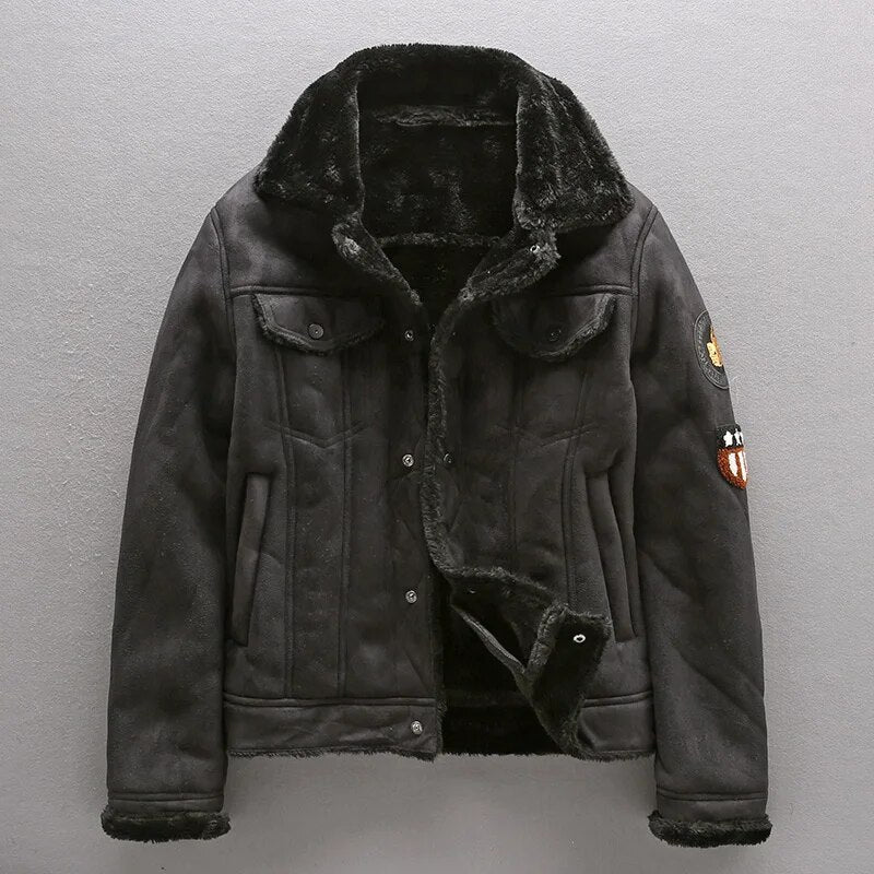 "The Pilot" Air Force Leather Jacket with Plush Fleece Lining (Black XS) - Jacket | Zavonix