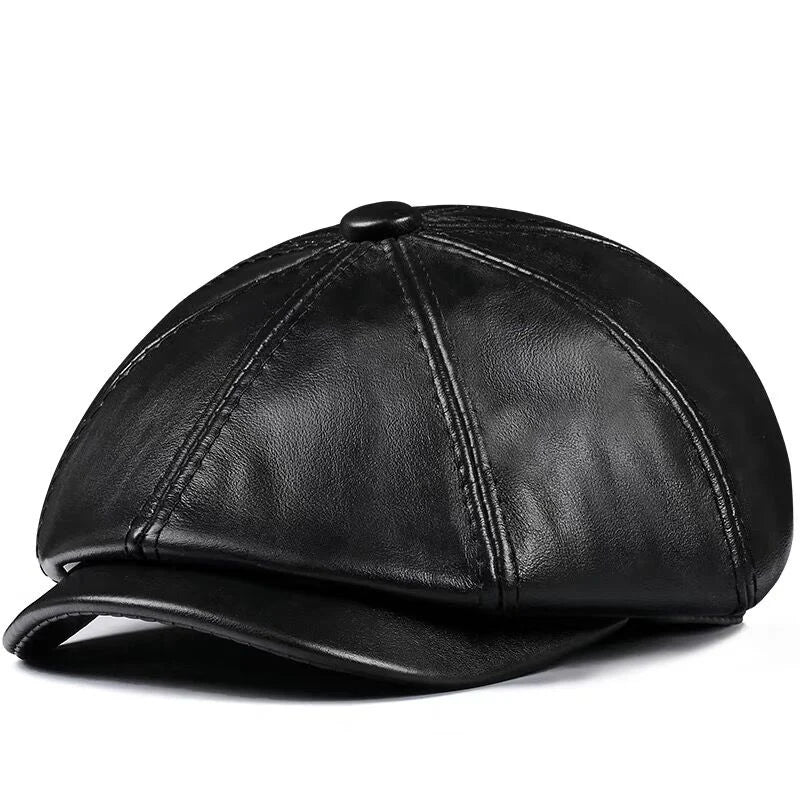 "The Timeless Gatsby" Leather Cap (Black S) - | Zavonix