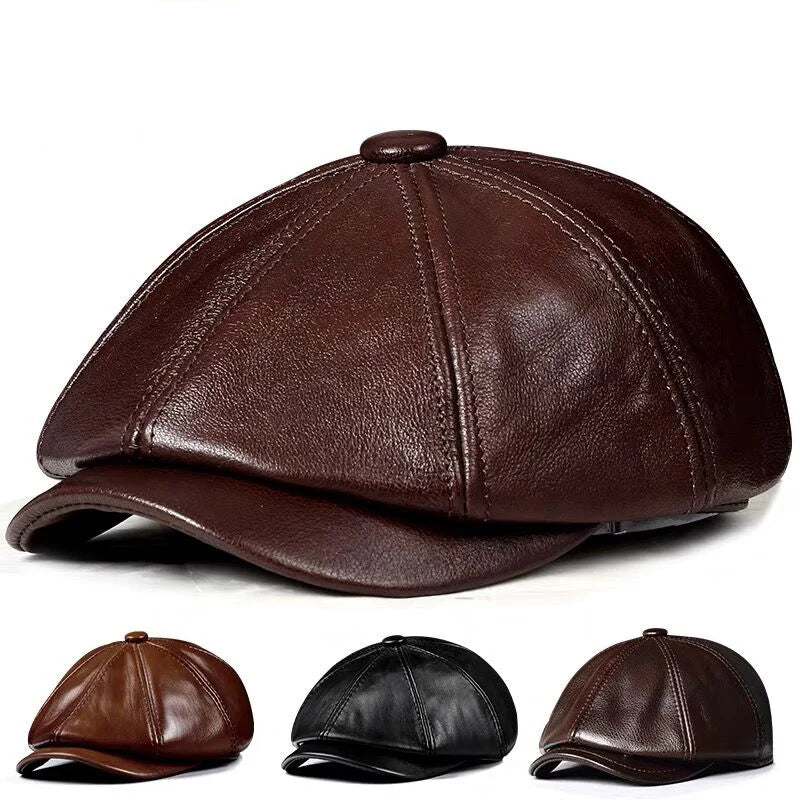 "The Timeless Gatsby" Leather Cap (Brown S) - | Zavonix