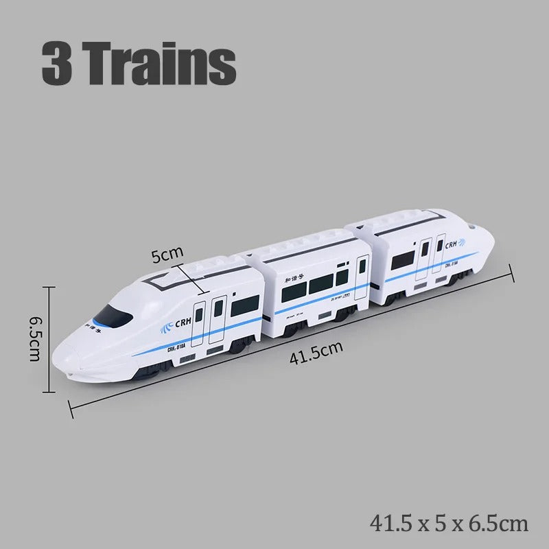 Three-section toy train with dimensions of 41.5 x 5 x 6.5 cm