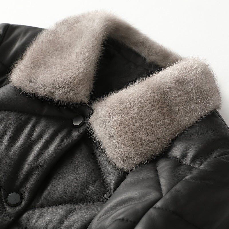 TINA™ QUILTED LAMB LEATHER DOWN JACKET (XS ) - | Zavonix