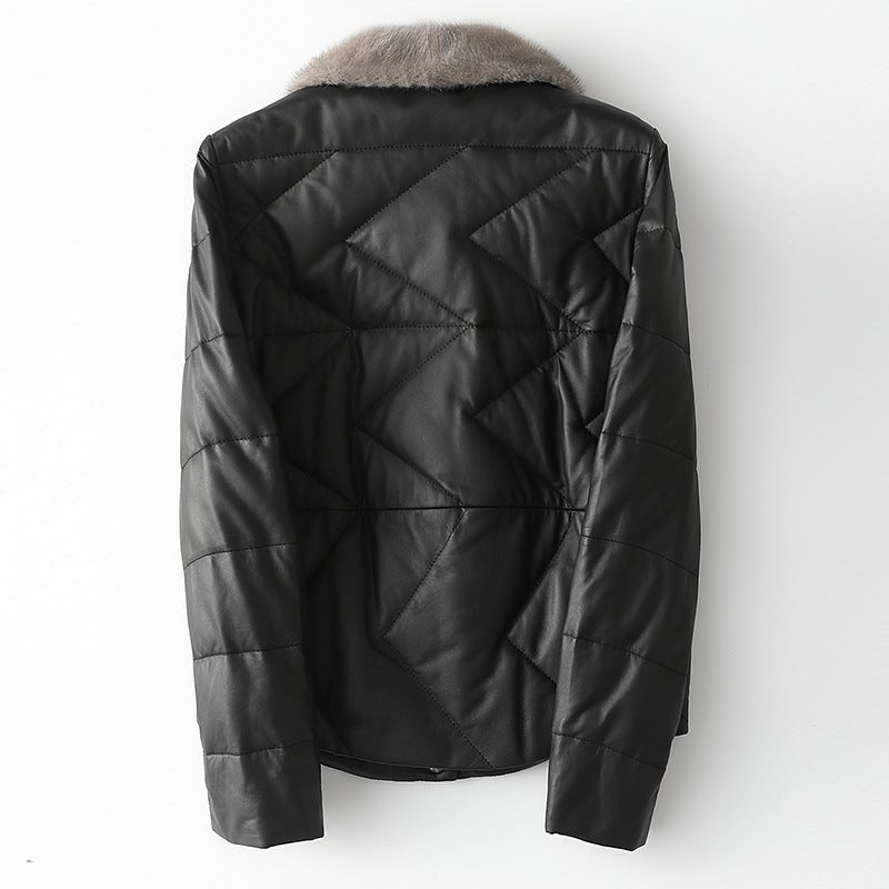 TINA™ QUILTED LAMB LEATHER DOWN JACKET (XS ) - | Zavonix