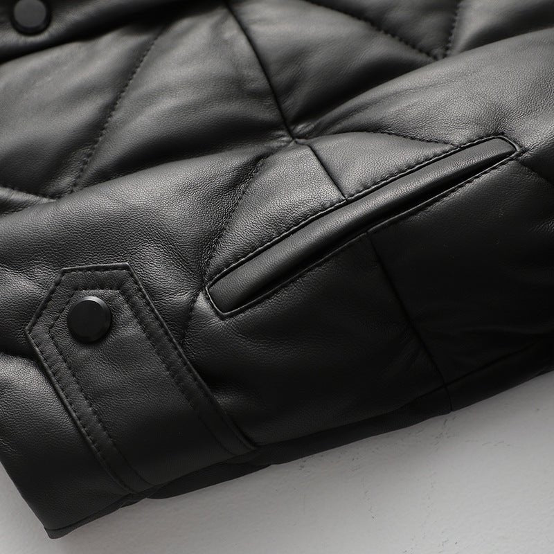 TINA™ QUILTED LAMB LEATHER DOWN JACKET (XS ) - | Zavonix