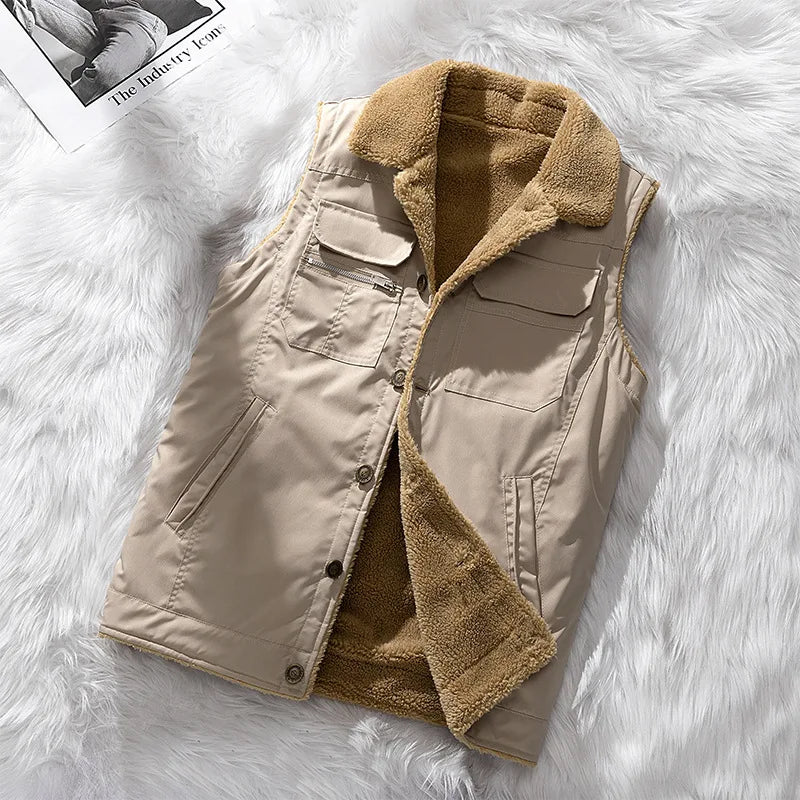 Tivorn Fleece Vest — Lightweight Insulated Vest with Four Pockets (XS Khaki) - | Zavonix