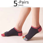 Toe Separation Socks — Breathable Women’s Low - Cut Cotton Blend (black EU 35 - 39) - | Zavonix